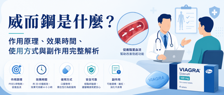 威而鋼是什麼？作用原理、效果時間、使用方式與副作用完整解析（ED治療入門指南）